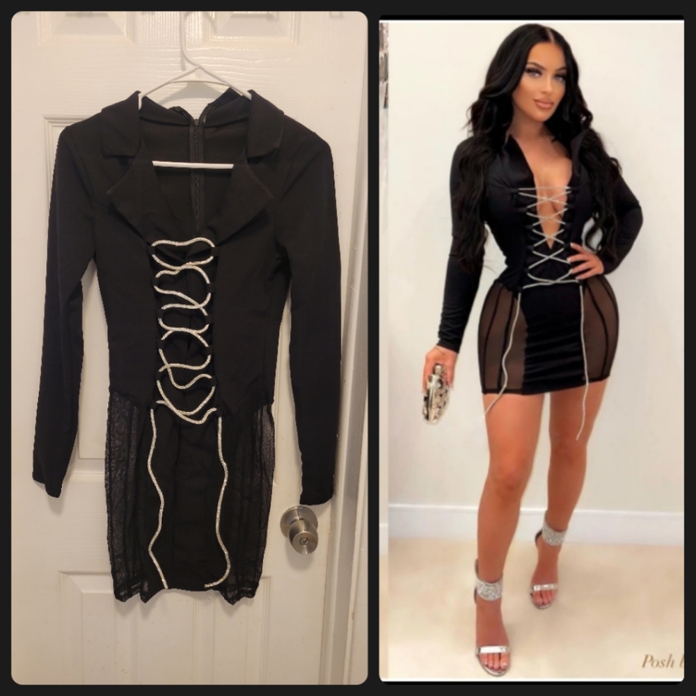 Sexy black modern club dress.